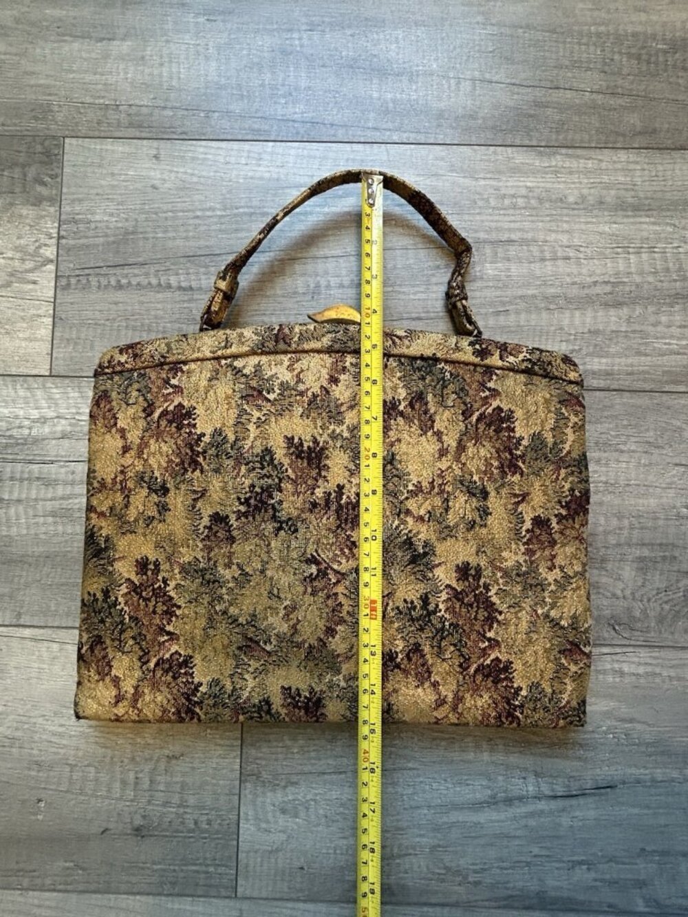 Vintage Crown Lewis Tapestry Purse Gold Floral Top Handle Bag Mid Century MCM - Picture 4 of 16